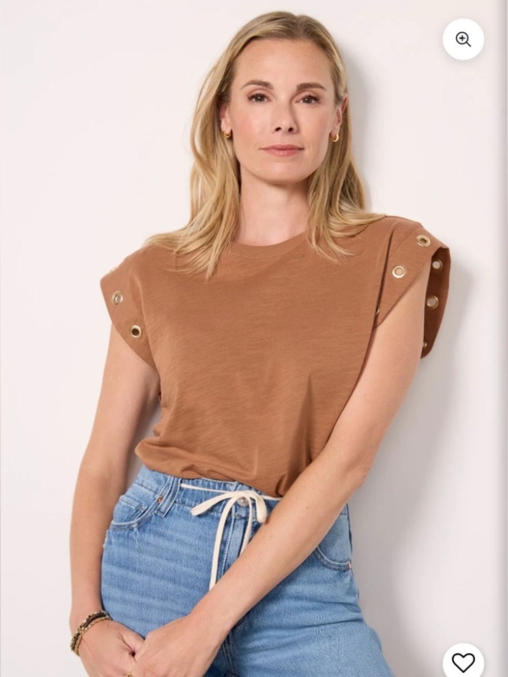 Nation Ltd Muscle Tee With Gold Tone Grommets | Color: Tan | Size: S |